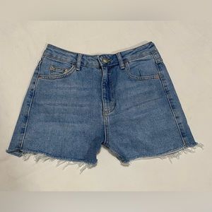 MINT $60 Topshop Premium Moto MOM Jean Denim Light Washed Shorts UK 6 US 2 XS S